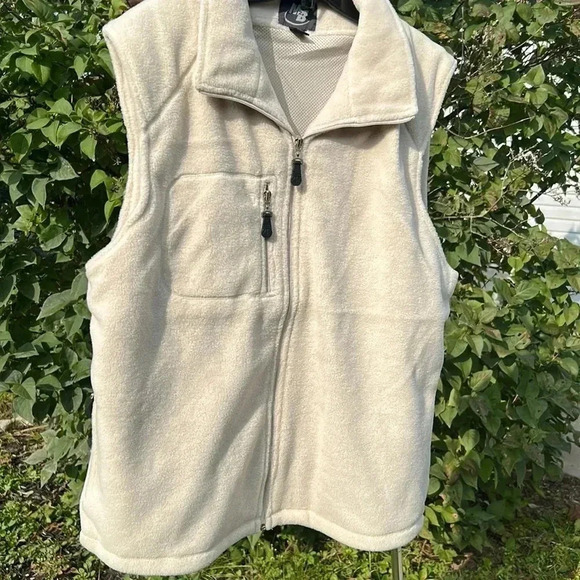 Vtg,NWOT,heavy Fleece zip up Vest men,unisex,Cream sportsman,fisherman,L & XL - Picture 2 of 15
